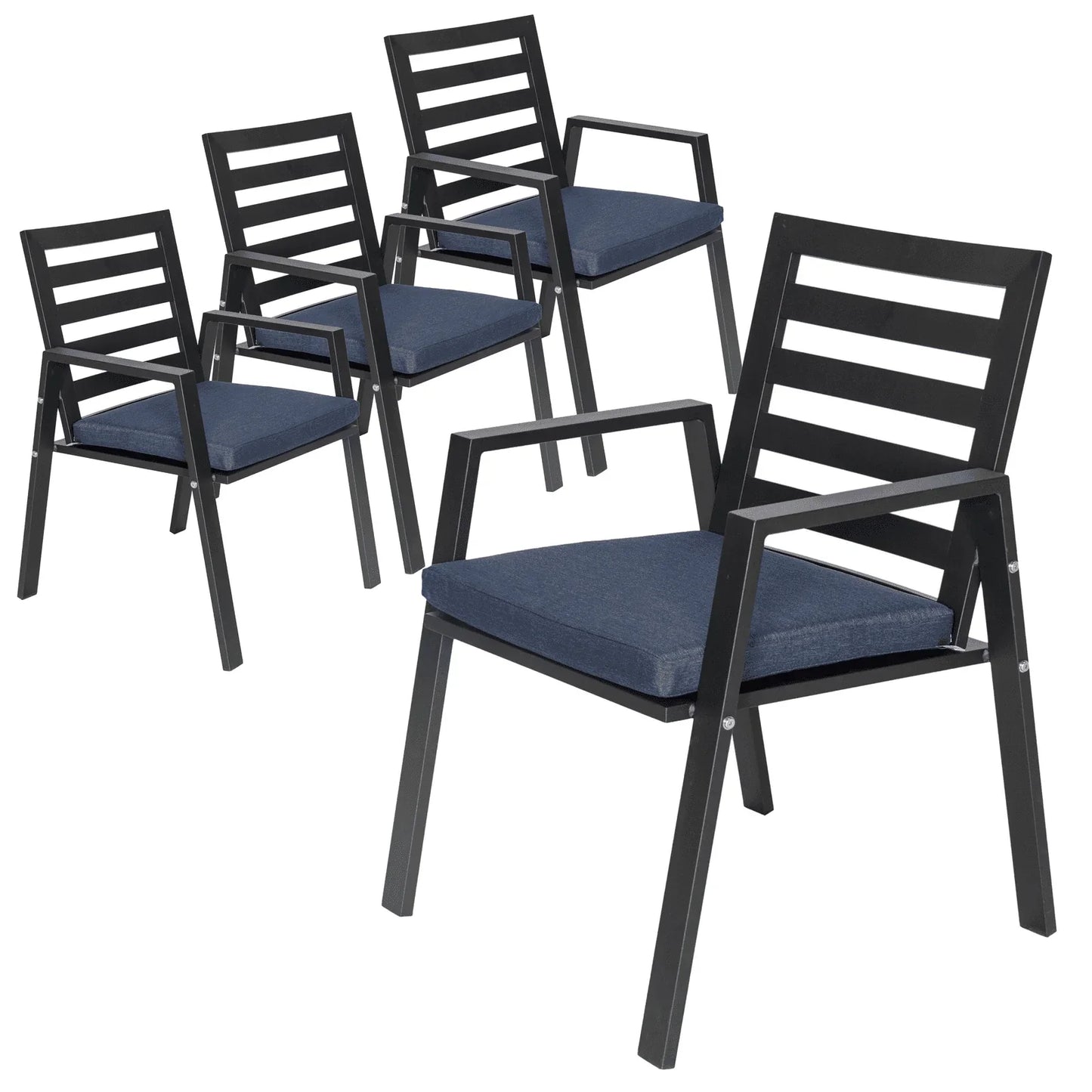 Chelsea Modern Patio Dining Armchair in Aluminum with Removable Cushions Set of 4 - Elax Furniture