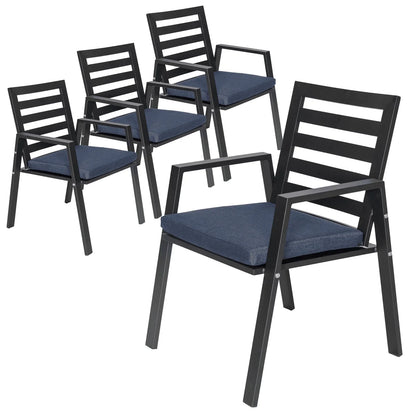 Chelsea Modern Patio Dining Armchair in Aluminum with Removable Cushions Set of 4 - Elax Furniture