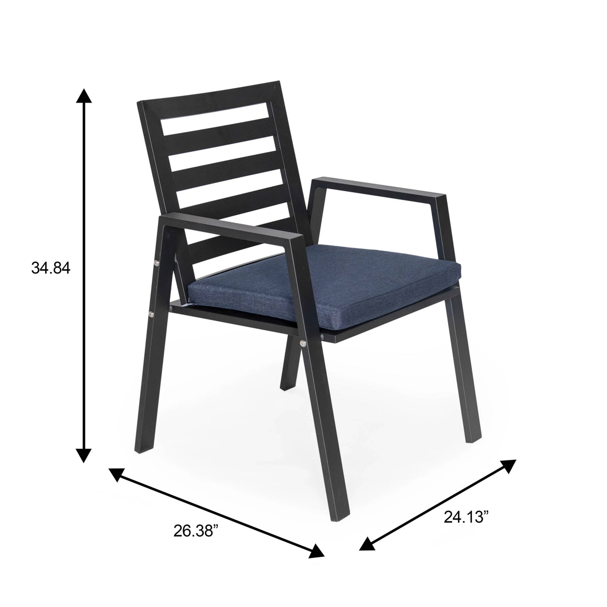 Chelsea 7-Piece Patio Dining Set with 60" Round Aluminum Dining Table and 6 Dining Armchair - Elax Furniture