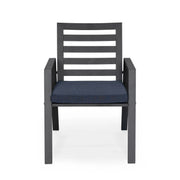 Chelsea 7-Piece Patio Dining Set with 60" Round Aluminum Dining Table and 6 Dining Armchair - Elax Furniture