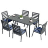 Chelsea 7-Piece Patio Dining Set 78-118" Wide Rectangular Extendable Aluminum Dining Table and 6 Dining Armchair