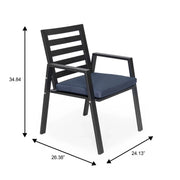 Chelsea 7-Piece Patio Dining Set 78-118" Wide Rectangular Extendable Aluminum Dining Table and 6 Dining Armchair - Elax Furniture
