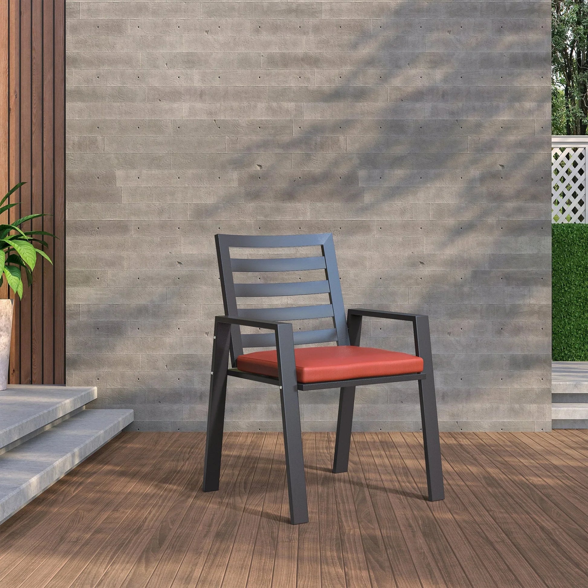 Chelsea Modern Patio Dining Armchair in Aluminum with Removable Cushions Set of 2 - Elax Furniture