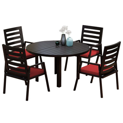 Chelsea 5-Piece Patio Dining Set with 48" Round Aluminum Dining Table and 4 Dining Armchair - Elax Furniture