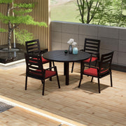 Chelsea 5-Piece Patio Dining Set with 48" Round Aluminum Dining Table and 4 Dining Armchair - Elax Furniture