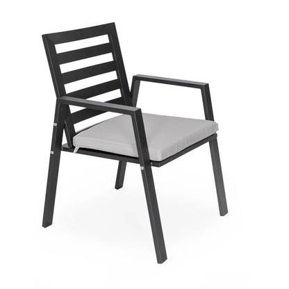 Chelsea Modern Patio Dining Armchair in Aluminum with Removable Cushions Set of 2 - Elax Furniture