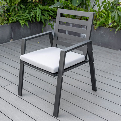 Chelsea Modern Patio Dining Armchair in Aluminum with Removable Cushions Set of 2 - Elax Furniture