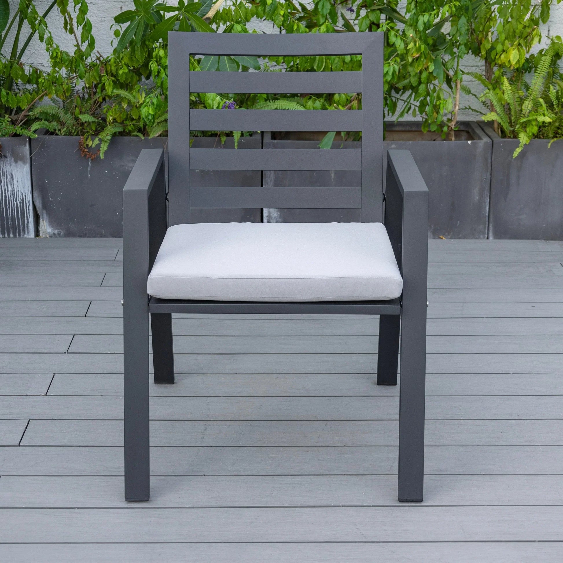 Chelsea Modern Patio Dining Armchair in Aluminum with Removable Cushions Set of 2 - Elax Furniture