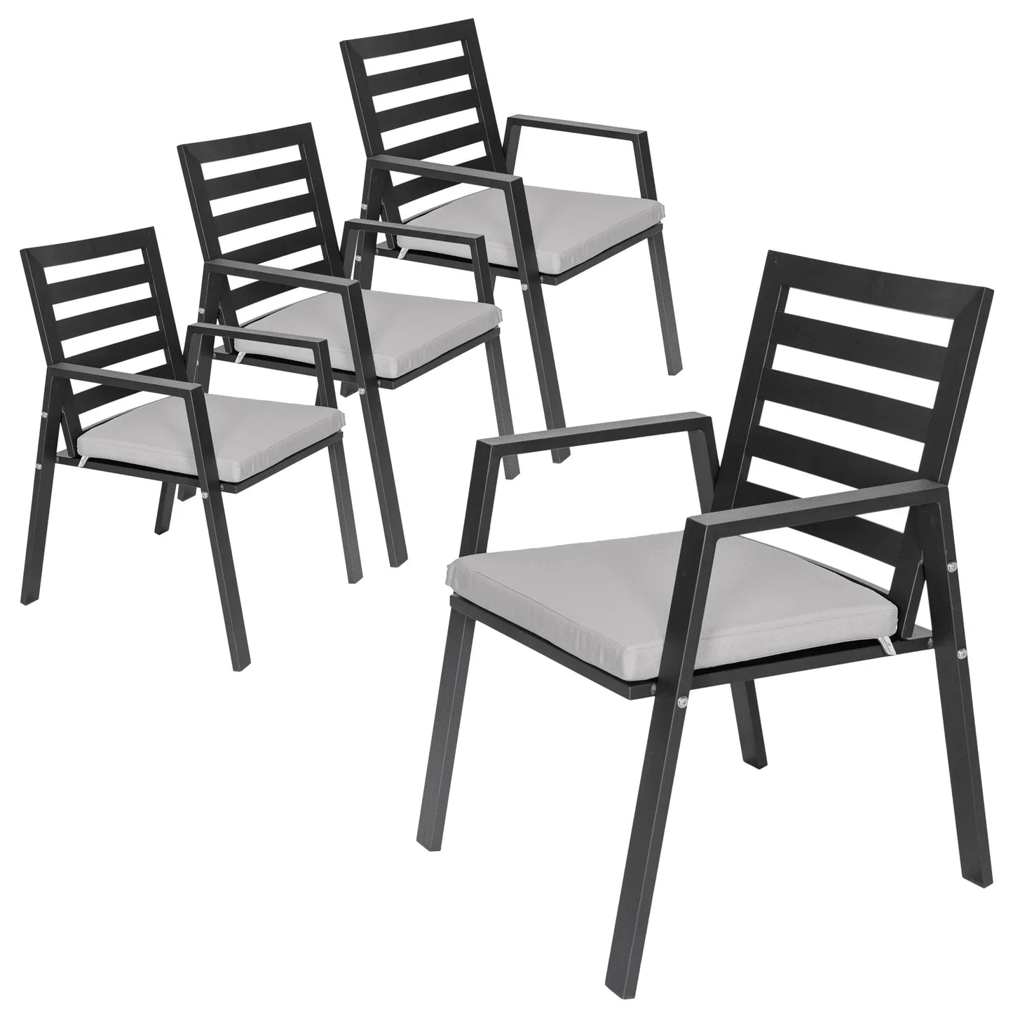 Chelsea Modern Patio Dining Armchair in Aluminum with Removable Cushions Set of 4 - Elax Furniture