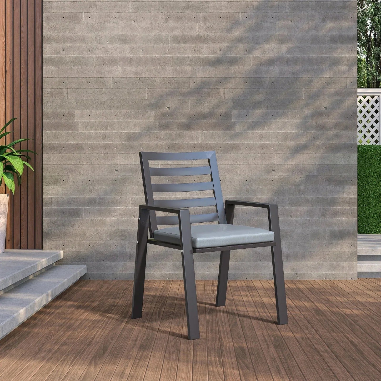 Chelsea Modern Patio Dining Armchair in Aluminum with Removable Cushions Set of 4 - Elax Furniture