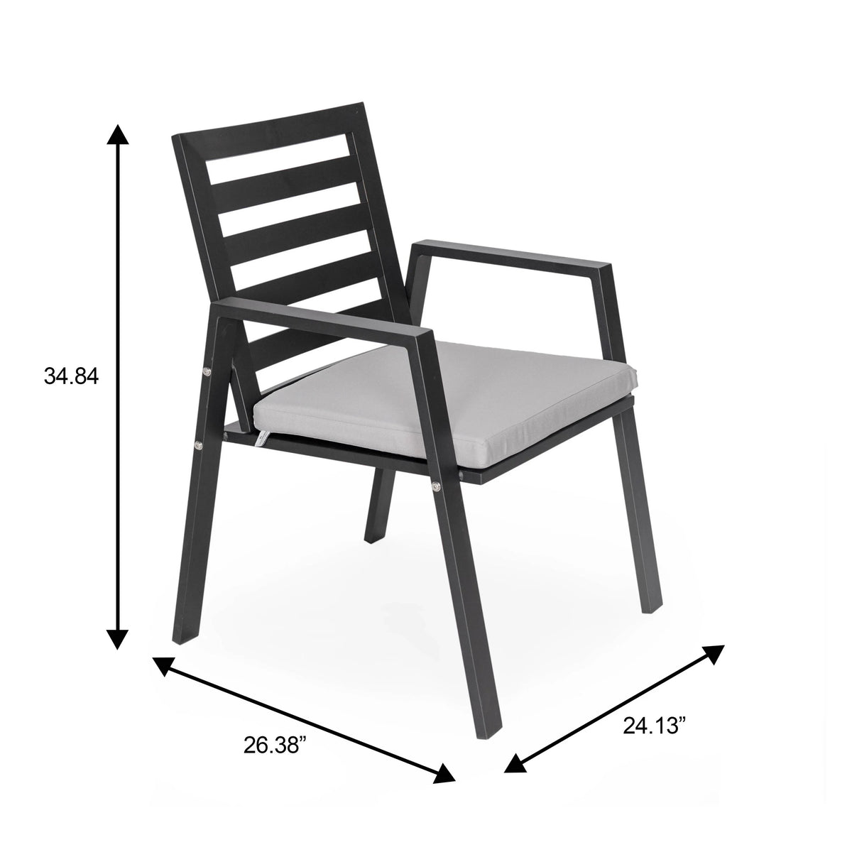 Chelsea 7-Piece Patio Dining Set with 60" Round Aluminum Dining Table and 6 Dining Armchair - Elax Furniture