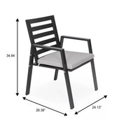 Chelsea 7-Piece Patio Dining Set with 60" Round Aluminum Dining Table and 6 Dining Armchair - Elax Furniture