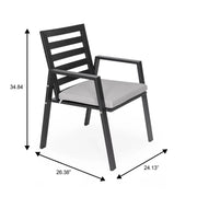 Chelsea 7-Piece Patio Dining Set 78-118" Wide Rectangular Extendable Aluminum Dining Table and 6 Dining Armchair - Elax Furniture