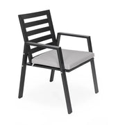 Chelsea 9-Piece Modern Outdoor Dining Set in Black Aluminum with Removable Cushions - Elax Furniture