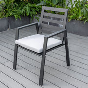 Chelsea 9-Piece Modern Outdoor Dining Set in Black Aluminum with Removable Cushions - Elax Furniture