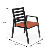 Chelsea 7-Piece Patio Dining Set 78-118" Wide Rectangular Extendable Aluminum Dining Table and 6 Dining Armchair - Elax Furniture