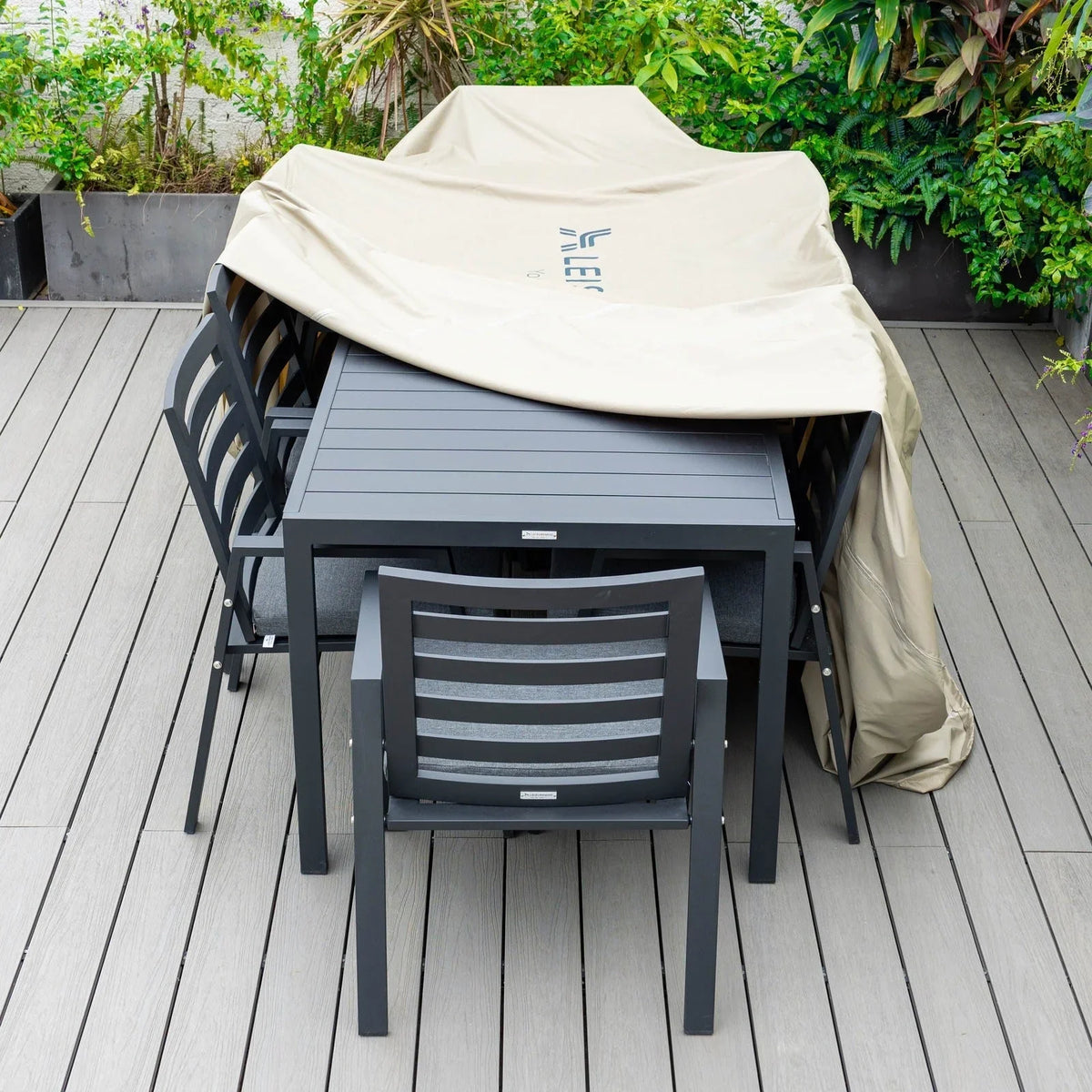 Mid-Century Modern Chelsea Rectangular Outdoor Furniture Rain Cover for 63" and 87" Patio Dining Set - Elax Furniture