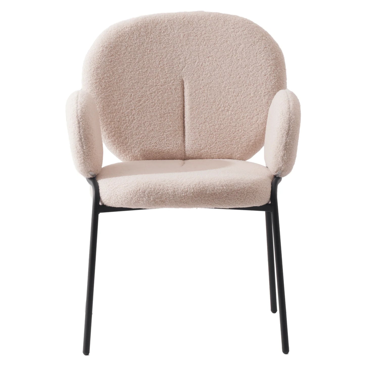 Celestial Modern Boucle Dining Side Chair with Black/White Powder Coated Iron Frame - Elax Furniture