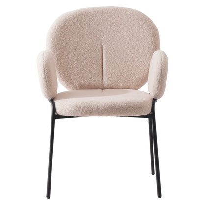 Celestial Modern Boucle Dining Side Chair with Black/White Powder Coated Iron Frame - Elax Furniture