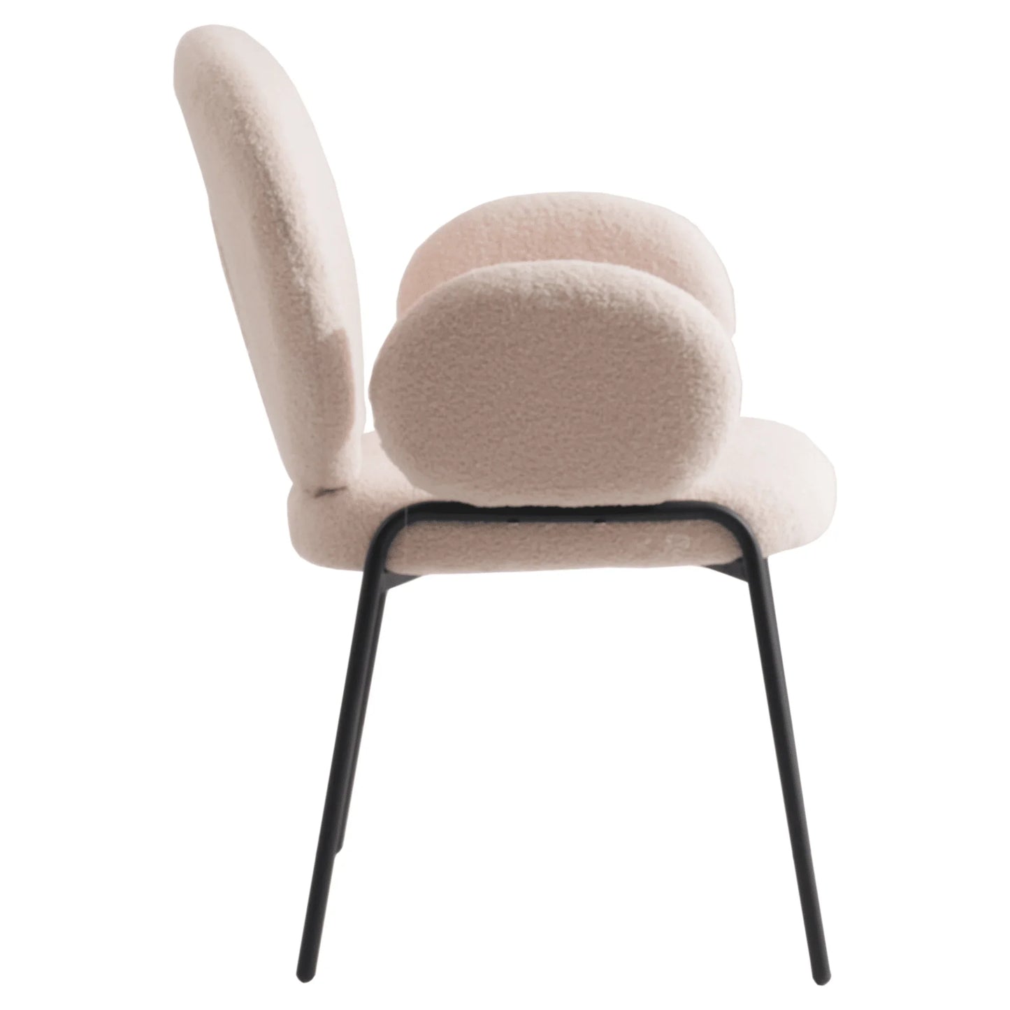 Celestial Modern Boucle Dining Side Chair with Black/White Powder Coated Iron Frame - Elax Furniture