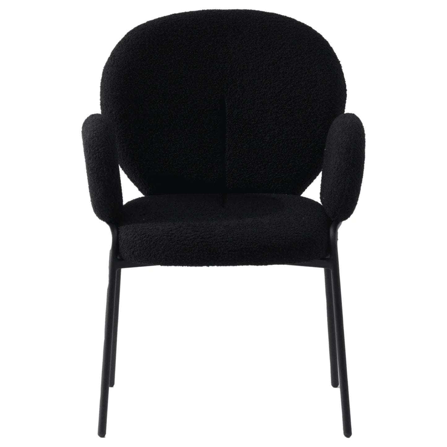 Celestial Boucle Dining Chair with Black Powder-Coated Iron Frame Set of 2 - Elax Furniture