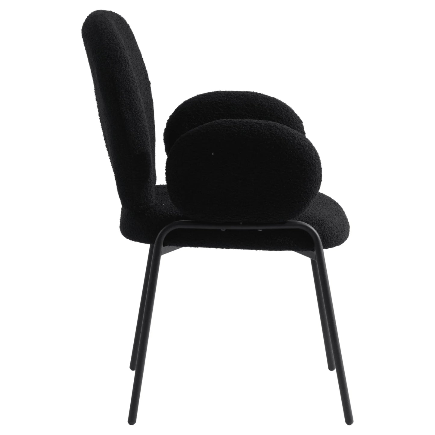 Celestial Boucle Dining Chair with Black Powder-Coated Iron Frame Set of 2 - Elax Furniture