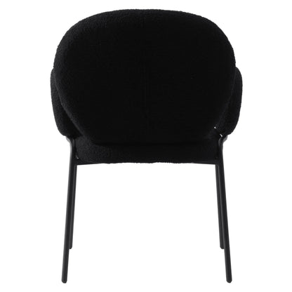 Celestial Boucle Dining Chair with Black Powder-Coated Iron Frame Set of 2 - Elax Furniture