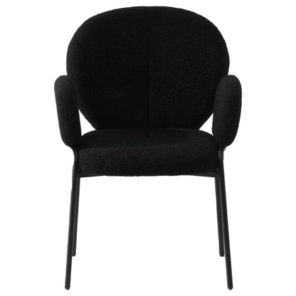 Celestial Modern Boucle Dining Side Chair with Black/White Powder Coated Iron Frame - Elax Furniture