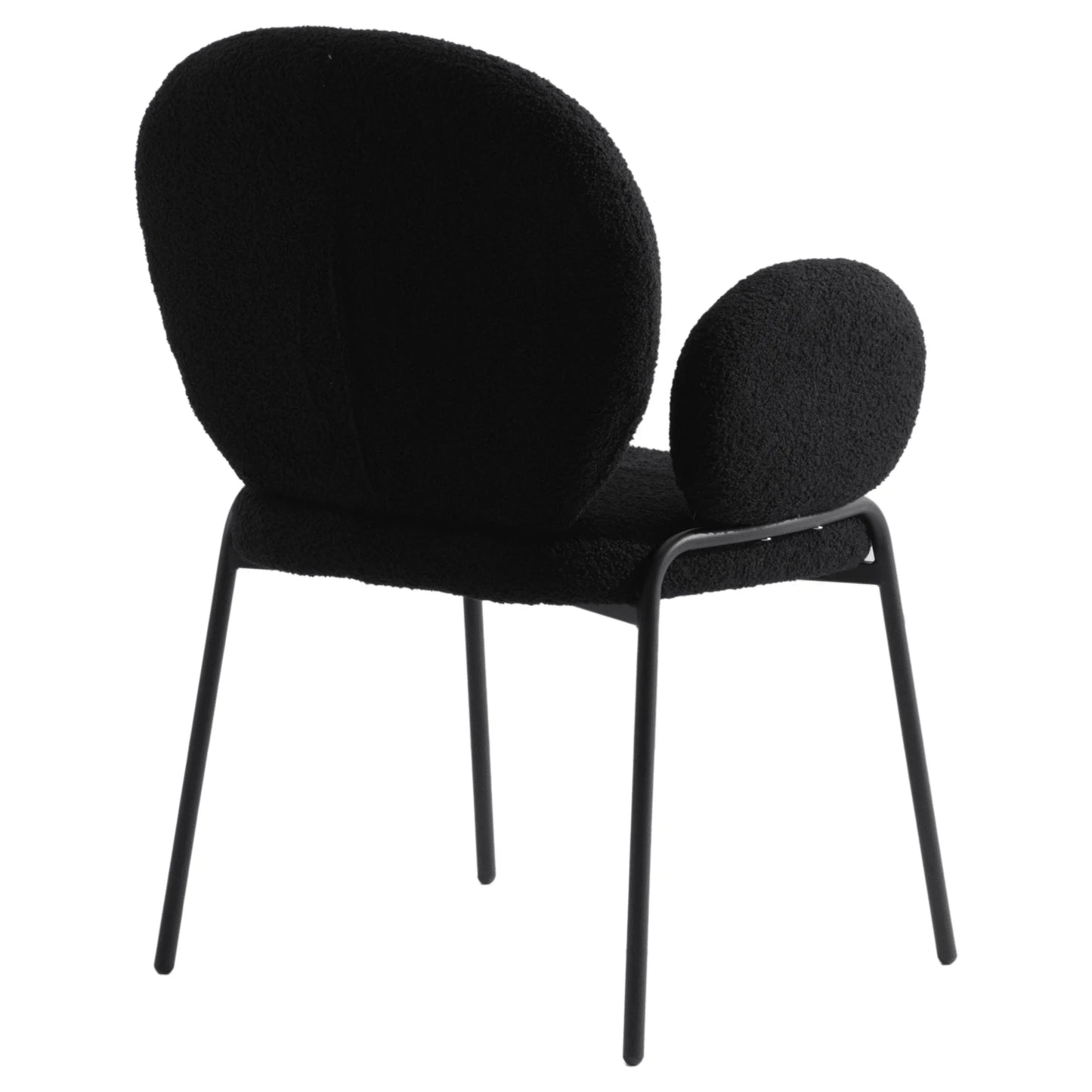 Celestial Modern Boucle Dining Side Chair with Black/White Powder Coated Iron Frame - Elax Furniture
