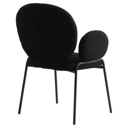 Celestial Modern Boucle Dining Side Chair with Black/White Powder Coated Iron Frame - Elax Furniture