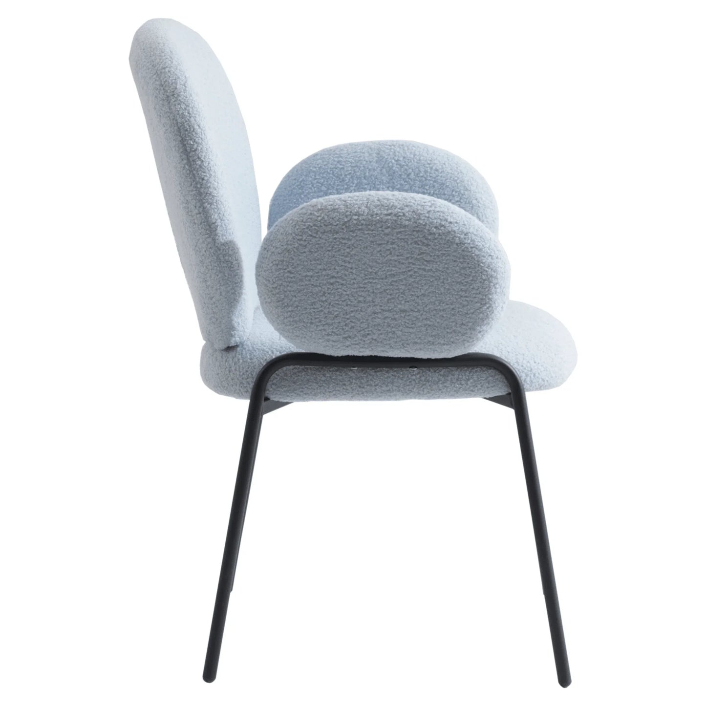 Celestial Boucle Dining Chair with Black Powder-Coated Iron Frame Set of 2 - Elax Furniture