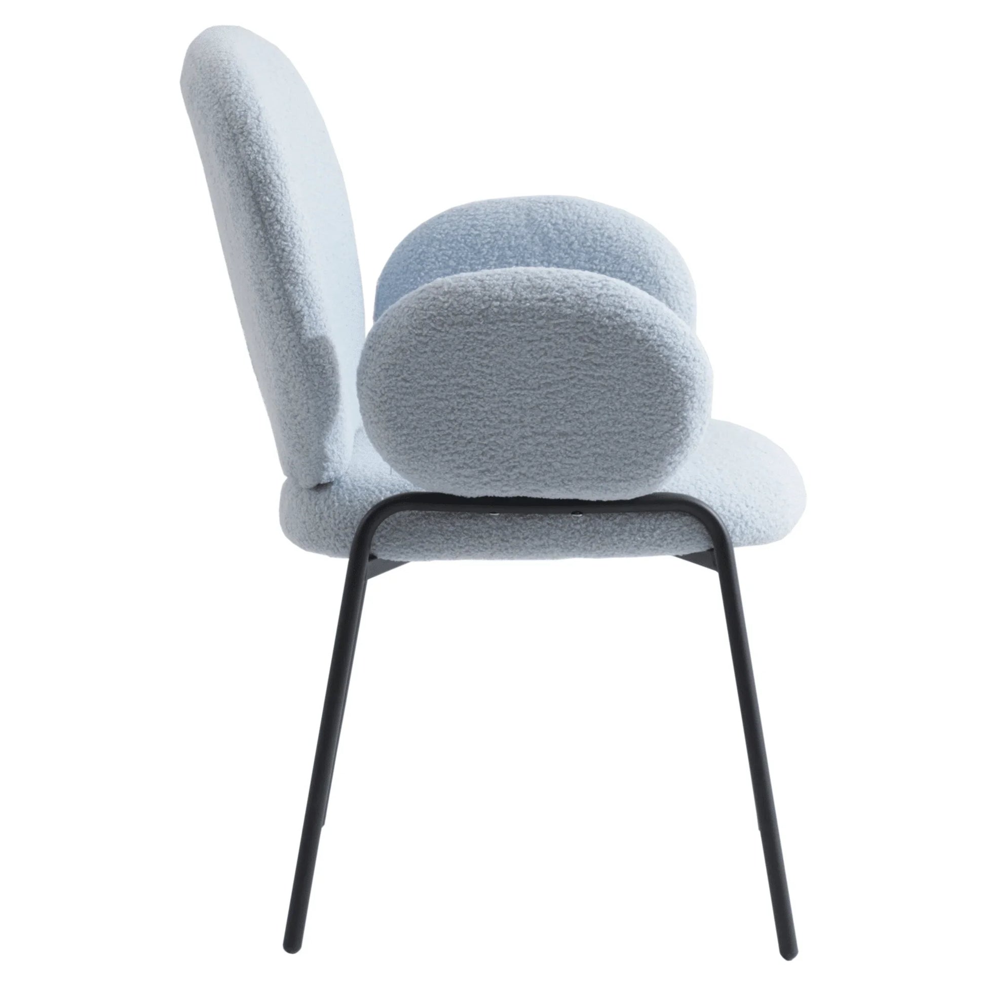 Celestial Boucle Dining Chair with Black Powder-Coated Iron Frame Set of 2 - Elax Furniture