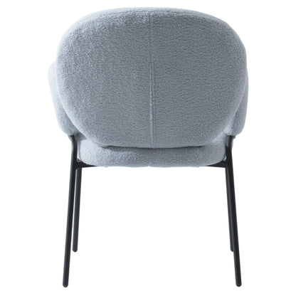 Celestial Modern Boucle Dining Side Chair with Black/White Powder Coated Iron Frame - Elax Furniture