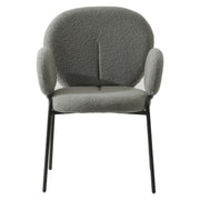 Celestial Modern Boucle Dining Side Chair with Black/White Powder Coated Iron Frame - Elax Furniture