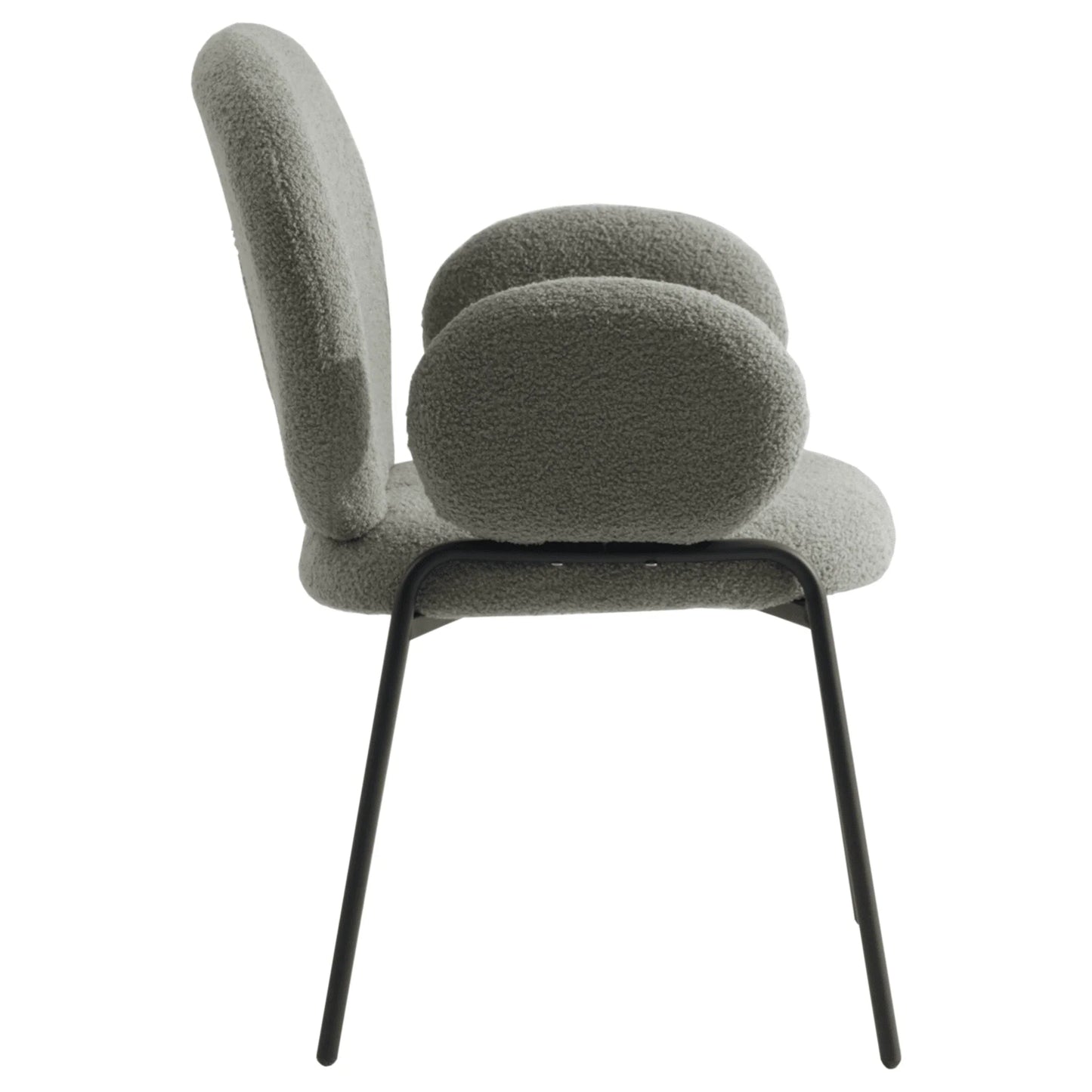 Celestial Modern Boucle Dining Side Chair with Black/White Powder Coated Iron Frame - Elax Furniture