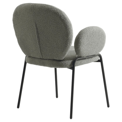 Celestial Modern Boucle Dining Side Chair with Black/White Powder Coated Iron Frame - Elax Furniture