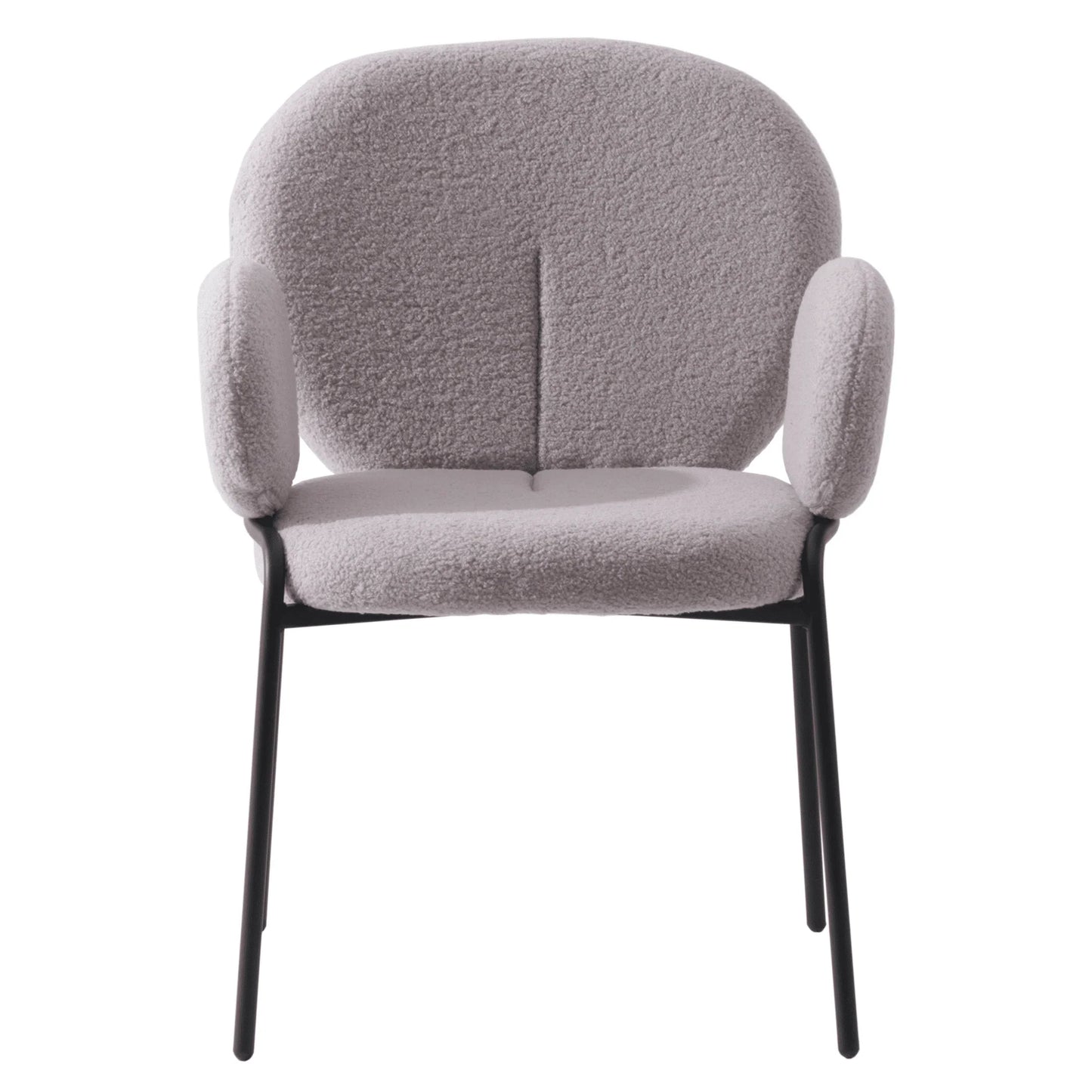 Celestial Modern Boucle Dining Side Chair with Black/White Powder Coated Iron Frame - Elax Furniture