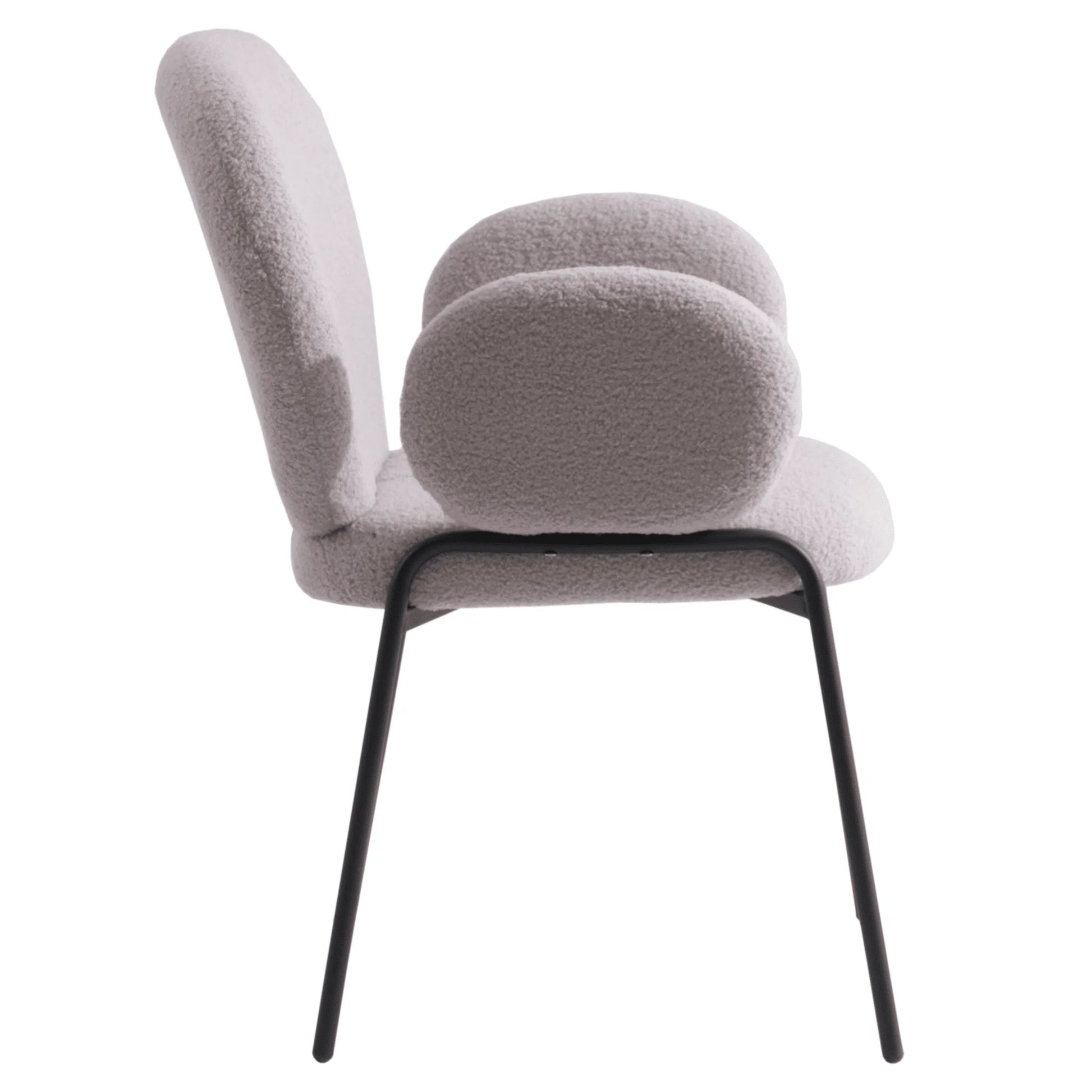 Celestial Modern Boucle Dining Side Chair with Black/White Powder Coated Iron Frame - Elax Furniture