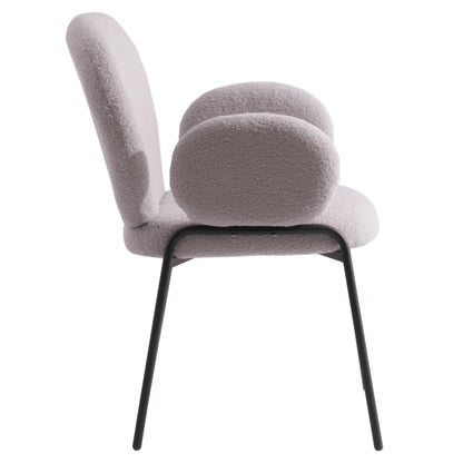 Celestial Modern Boucle Dining Side Chair with Black/White Powder Coated Iron Frame - Elax Furniture