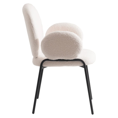 Celestial Boucle Dining Chair with Black Powder-Coated Iron Frame Set of 2 - Elax Furniture