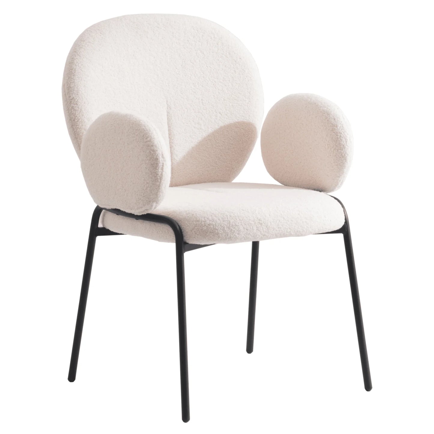 Celestial Modern Boucle Dining Side Chair with Black/White Powder Coated Iron Frame - Elax Furniture
