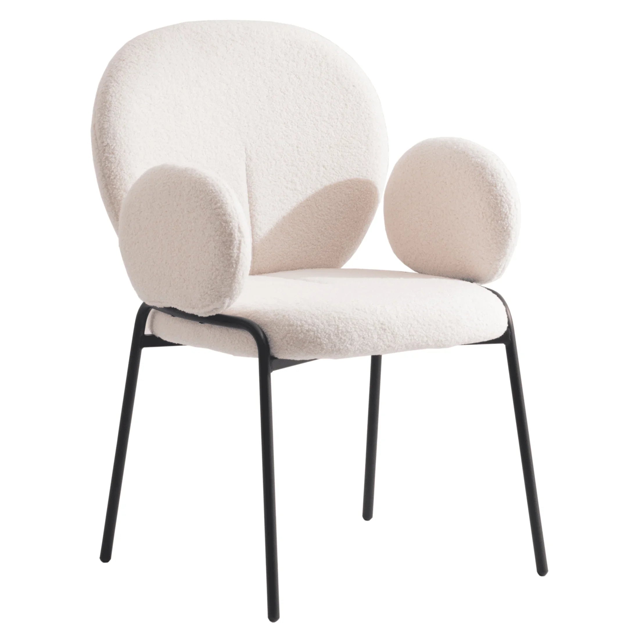 Celestial Modern Boucle Dining Side Chair with Black/White Powder Coated Iron Frame - Elax Furniture