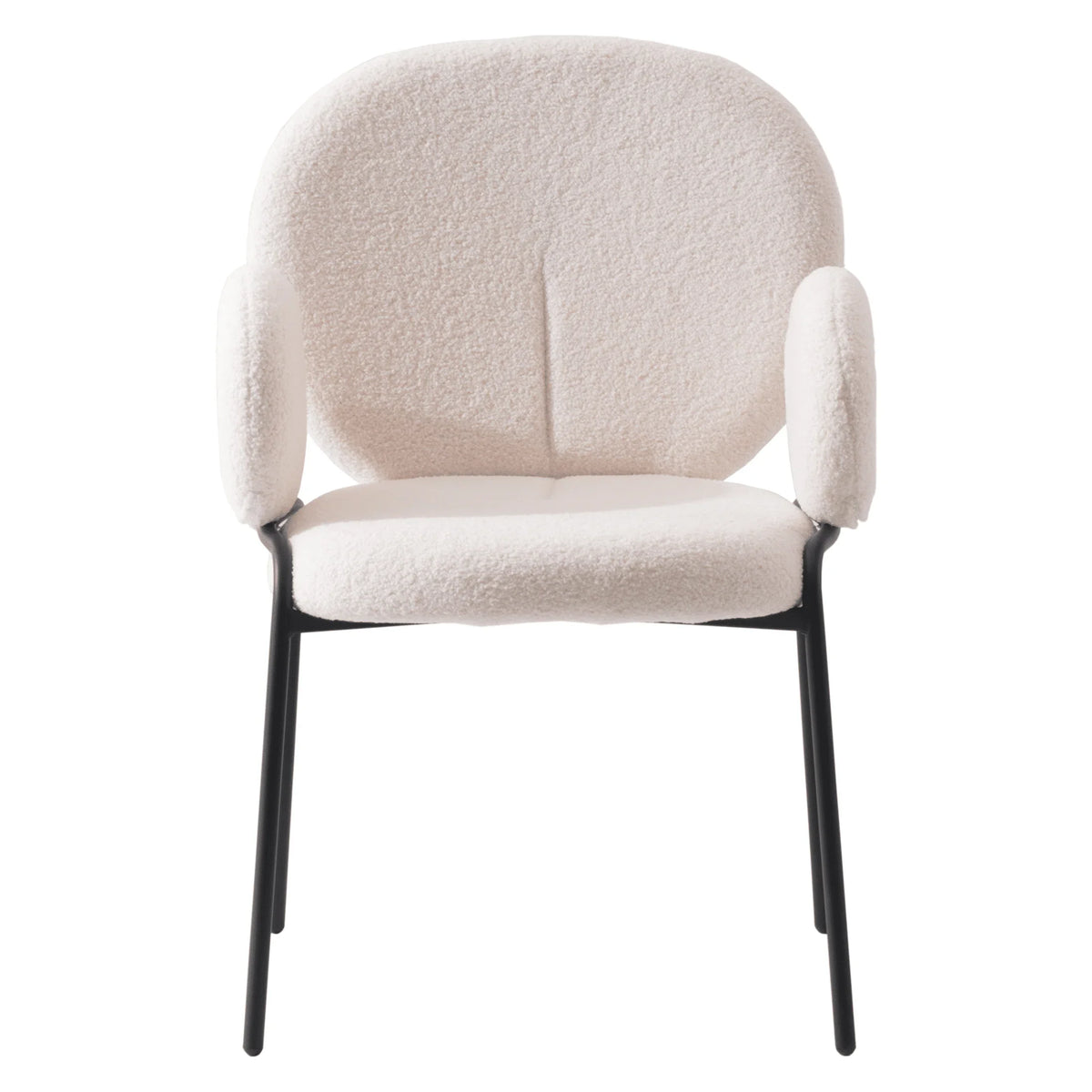 Celestial Modern Boucle Dining Side Chair with Black/White Powder Coated Iron Frame - Elax Furniture