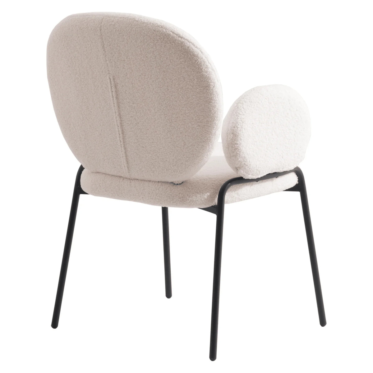 Celestial Modern Boucle Dining Side Chair with Black/White Powder Coated Iron Frame - Elax Furniture