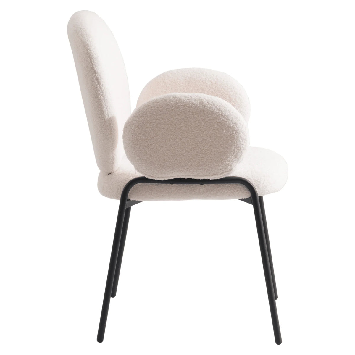Celestial Modern Boucle Dining Side Chair with Black/White Powder Coated Iron Frame - Elax Furniture