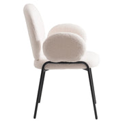 Celestial Modern Boucle Dining Side Chair with Black/White Powder Coated Iron Frame - Elax Furniture