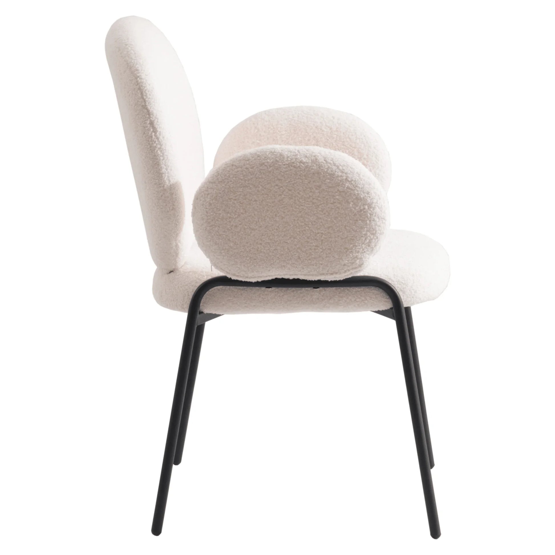 Celestial Modern Boucle Dining Side Chair with Black/White Powder Coated Iron Frame - Elax Furniture