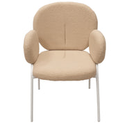 Celestial Modern Boucle Dining Side Chair with Black/White Powder Coated Iron Frame - Elax Furniture