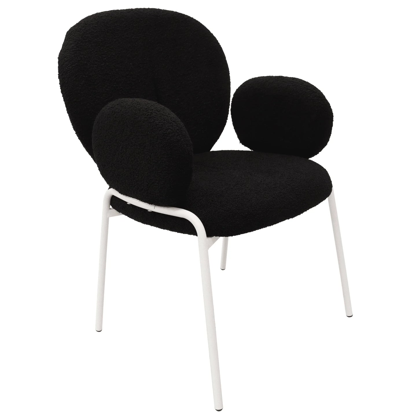 Celestial Modern Boucle Dining Side Chair with Black/White Powder Coated Iron Frame - Elax Furniture