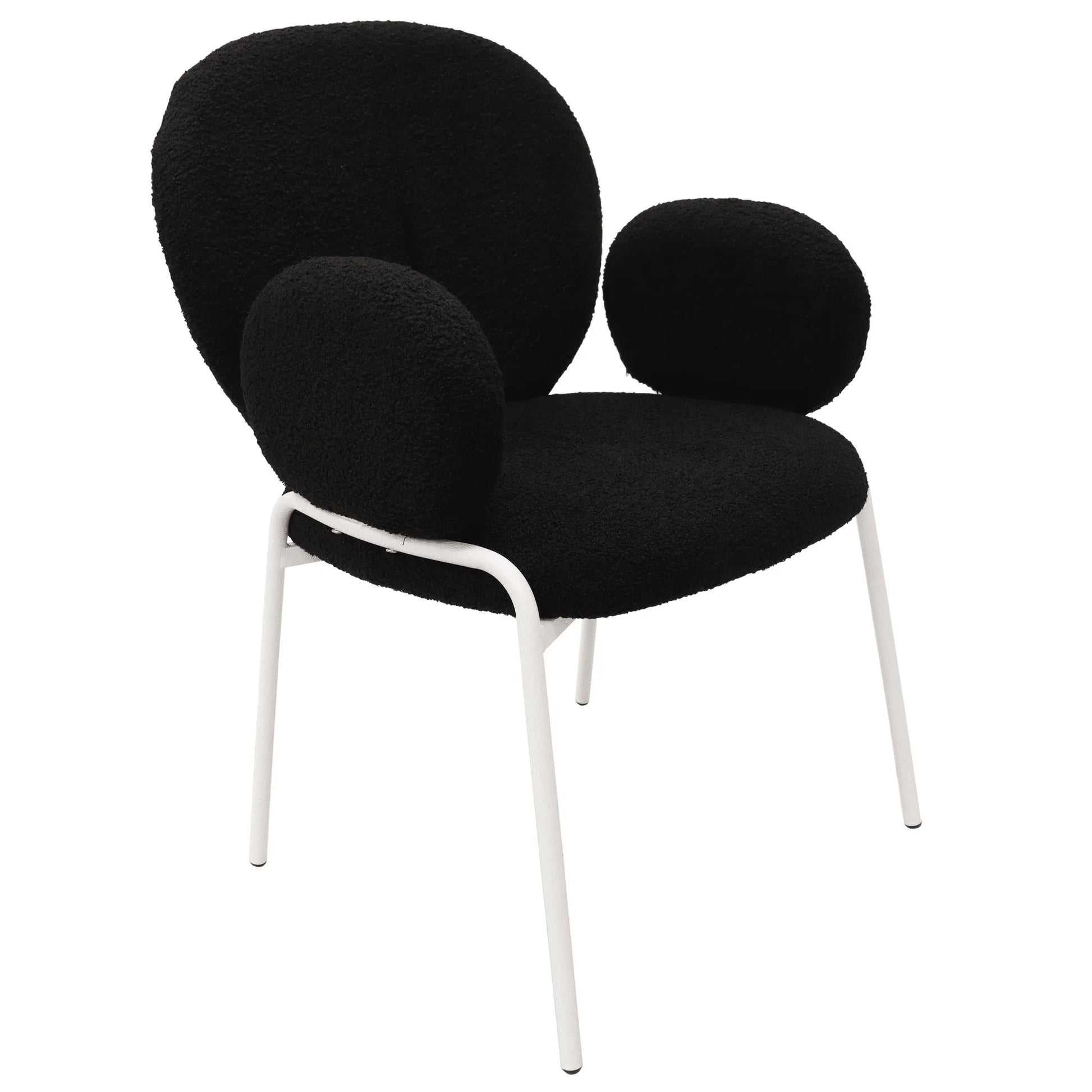 Celestial Modern Boucle Dining Side Chair with Black/White Powder Coated Iron Frame - Elax Furniture